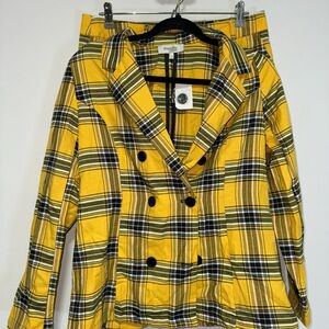 NWT 90s Inspired Yellow Plaid Skirt Blazer Set Sz L Clueless Cher Halloween